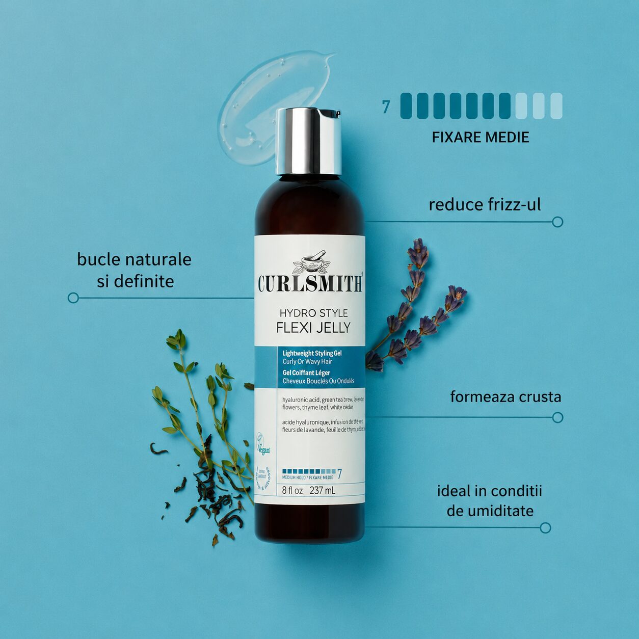 Curlsmith Hydro Style Flexi Jelly, gel lejer pentru definirea buclelor cu fixare medie 237 ml - imagine 2