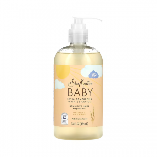 Shea Moisture Baby - Sampon si gel de dus calmant pentru bebelusi cu piele sensibila cu lapte de ovaz si apa de orez 384 ml