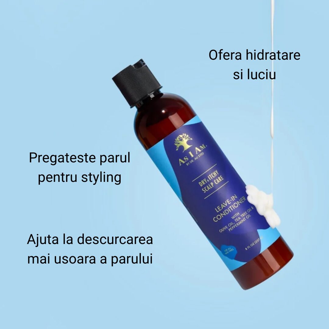 As I Am Dry & Itchy Scalp Care Leave-In Conditioner, balsam fara clatire antimatreata pentru par cret 237 ml - imagine 2