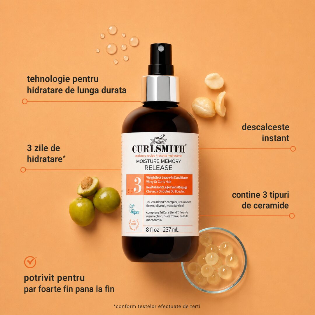 Curlsmith Moisture Memory Release, spray leave-in pentru descurcarea si hidratarea buclelor 237 ml - imagine 2