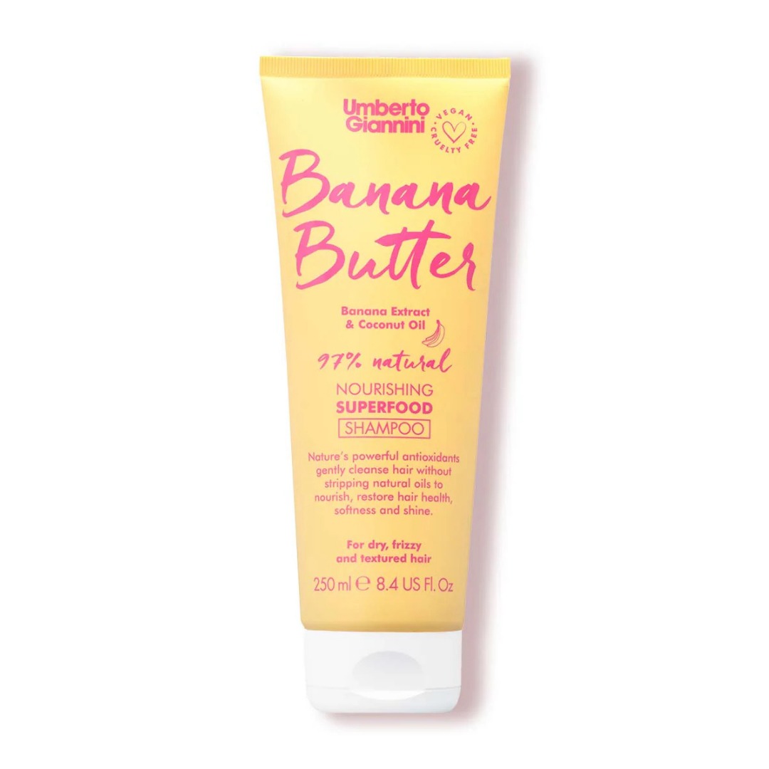 Umberto Giannini Banana Butter Nourishing Superfood Shampoo, sampon hranitor pentru par uscat si rebel 250 ml
