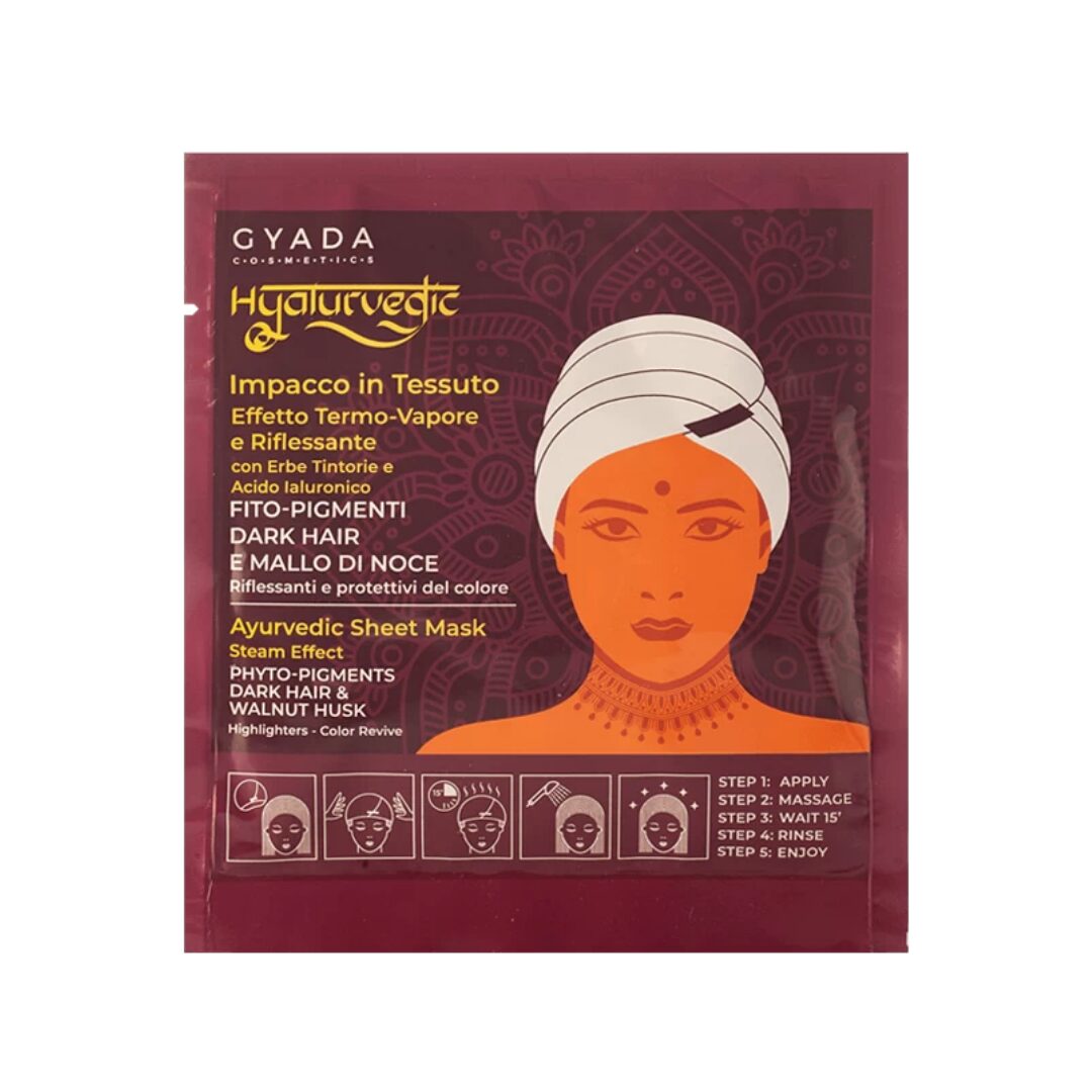 Gyada Ayurvedic Highlighting Mask with Cap, masca iluminatoare ayurvedica tip casca termica pentru par saten si brunet 60 ml