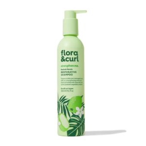 Flora & Curl Baobab Marula Restorative Shampoo, sampon fortifiant cu proteine vegetale pentru par cret 300 ml