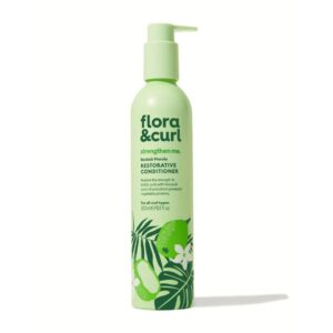 Flora & Curl Baobab Marula Restorative Conditioner, balsam fortifiant cu proteine vegetale pentru par cret 300 ml