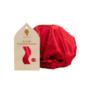 Bounce Curl Reversible Satin Hair Bonnet Red, boneta reversibila din satin pentru protectia parului cret