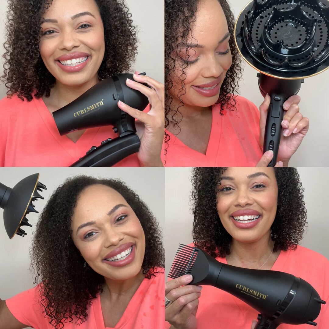 Curlsmith Defrizzion Travel Edition Dryer & XL Diffuser, uscator de par antifrizz cu difuzor XL 15 cm, 1200 W - imagine 6